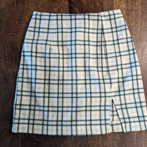 Green plaid mini skirt